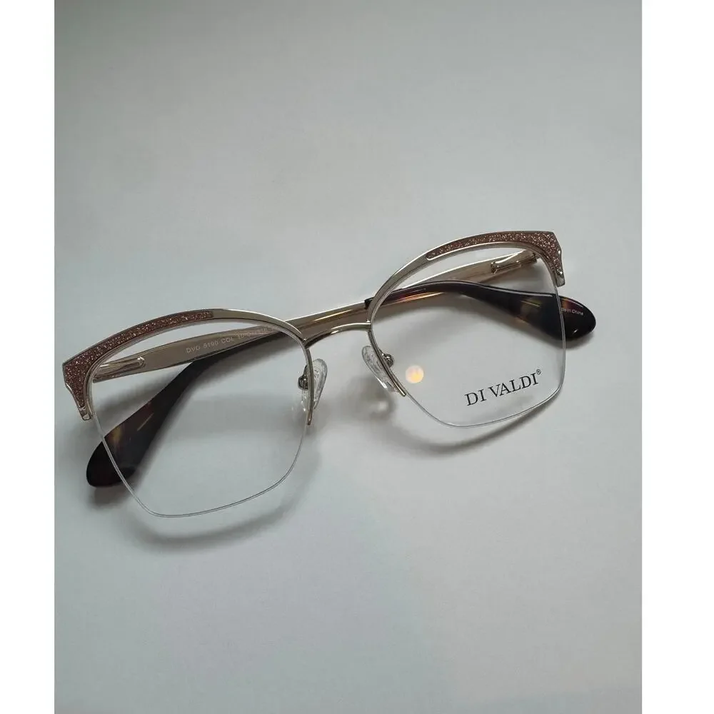 NEW Di Valdi 8190 gold glitter cat eye glasses